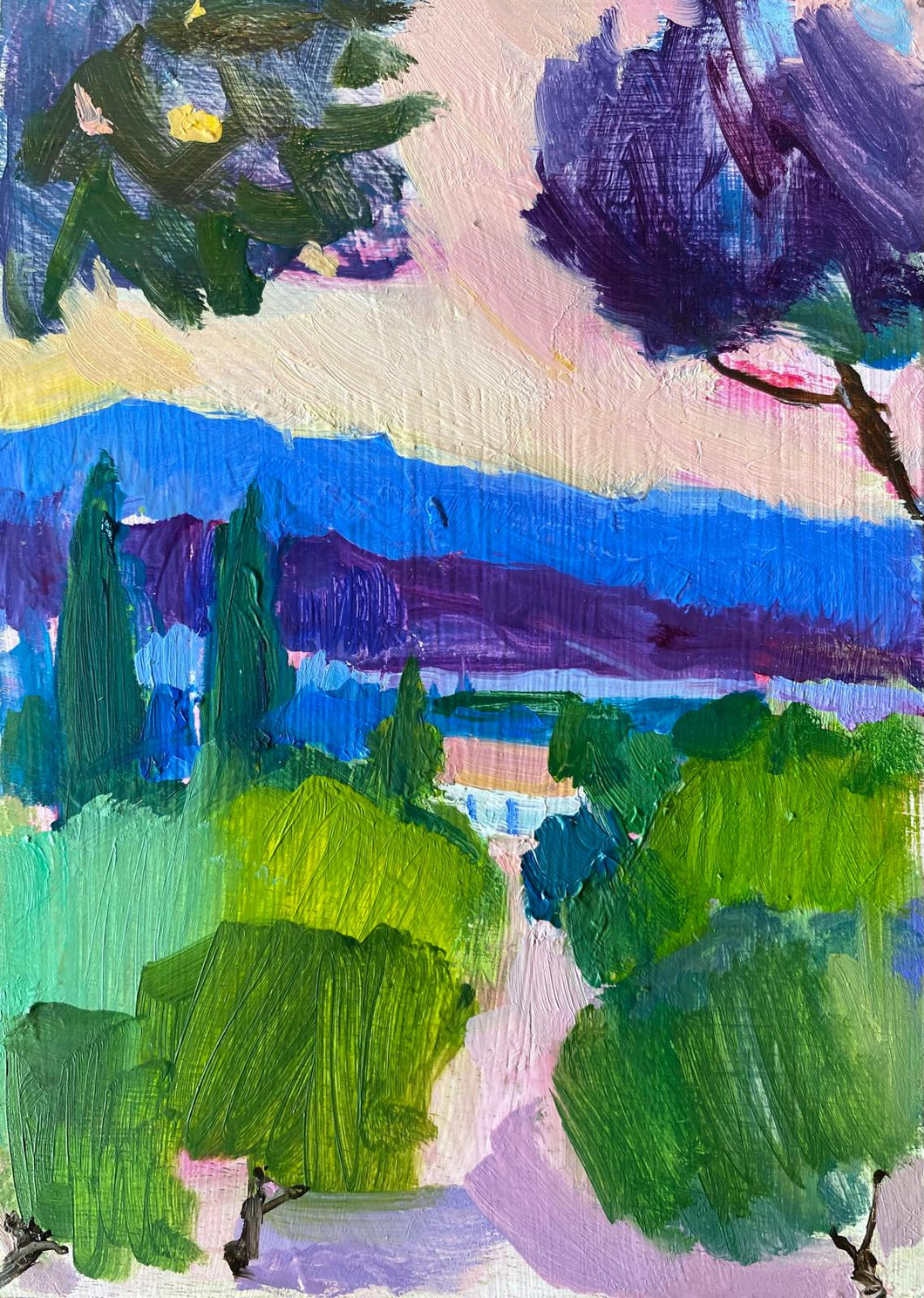 Olive Grove, Pink Sky