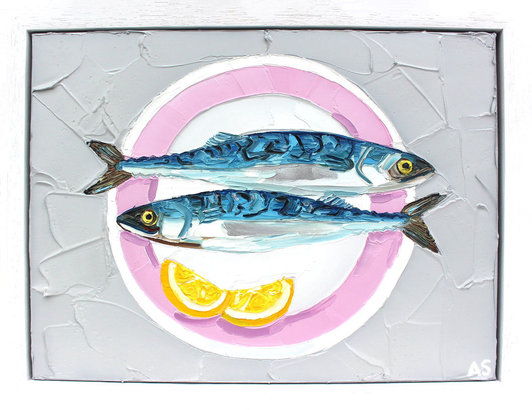 Mackerel on a Plate with Lemons