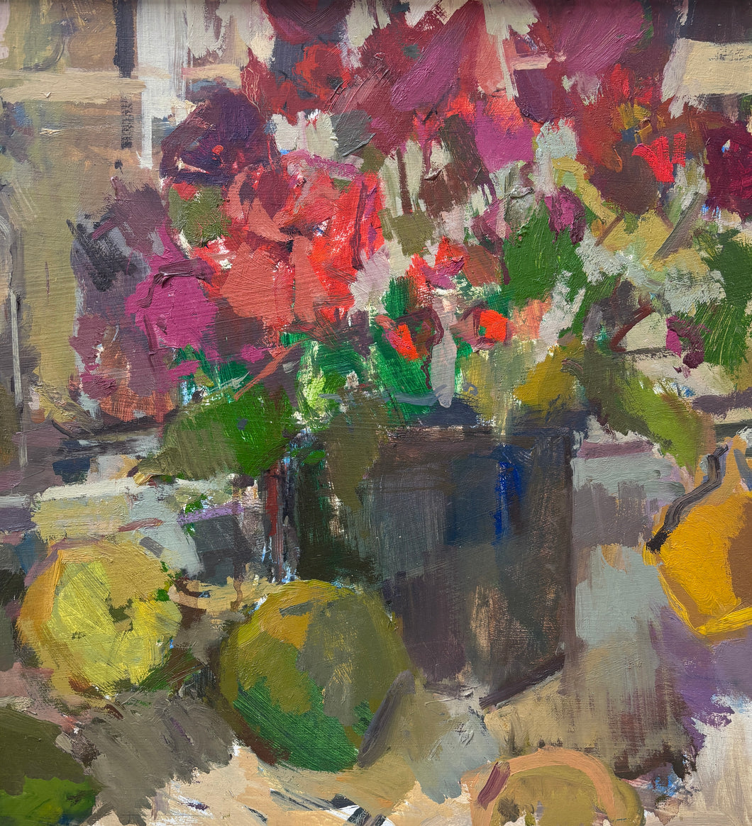 Still Life with Red Roses and Fruit