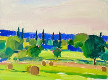 Load image into Gallery viewer, Poplars and Hay Bales
