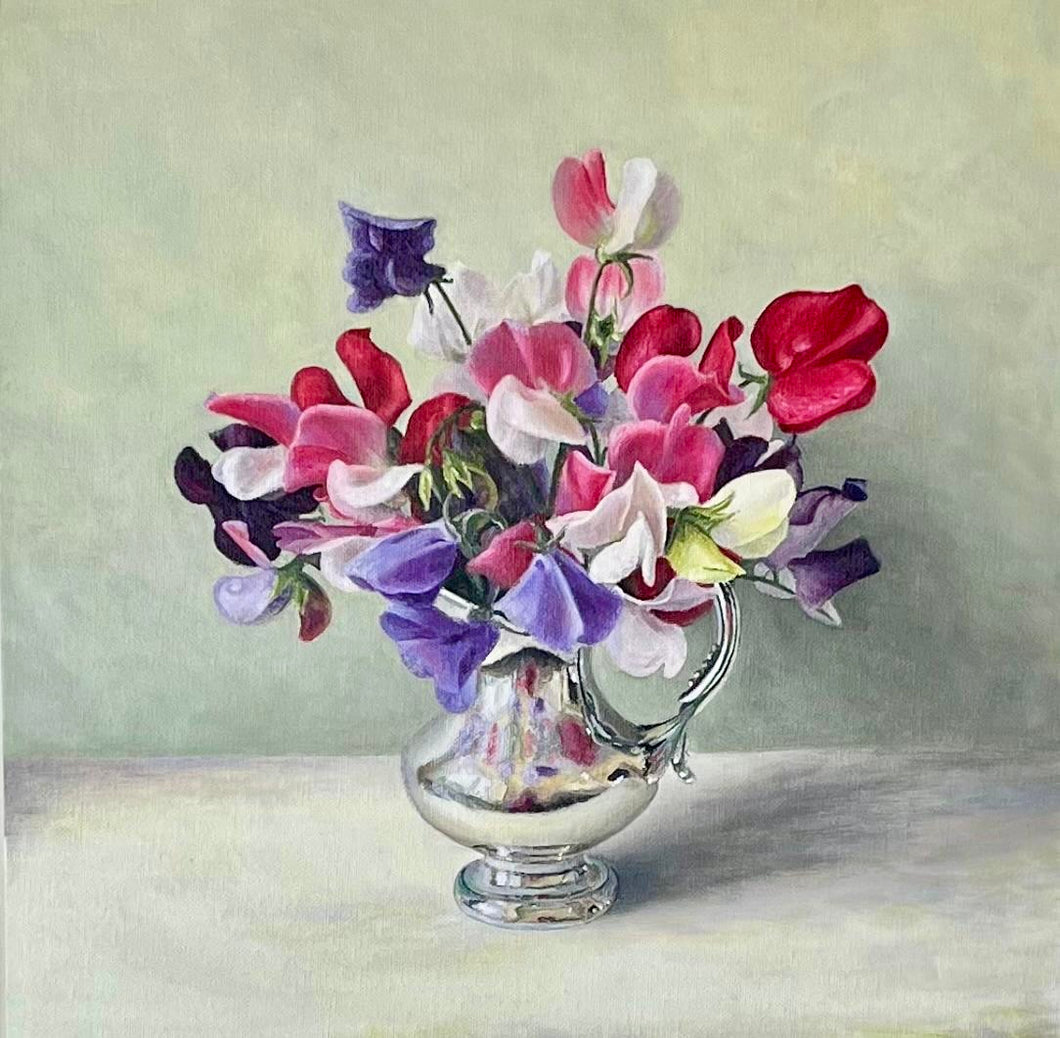 Sweet Peas in a Silver Jug