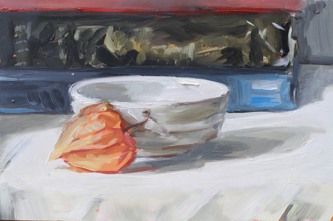 Chinese Lantern, A Small Bowl and Books