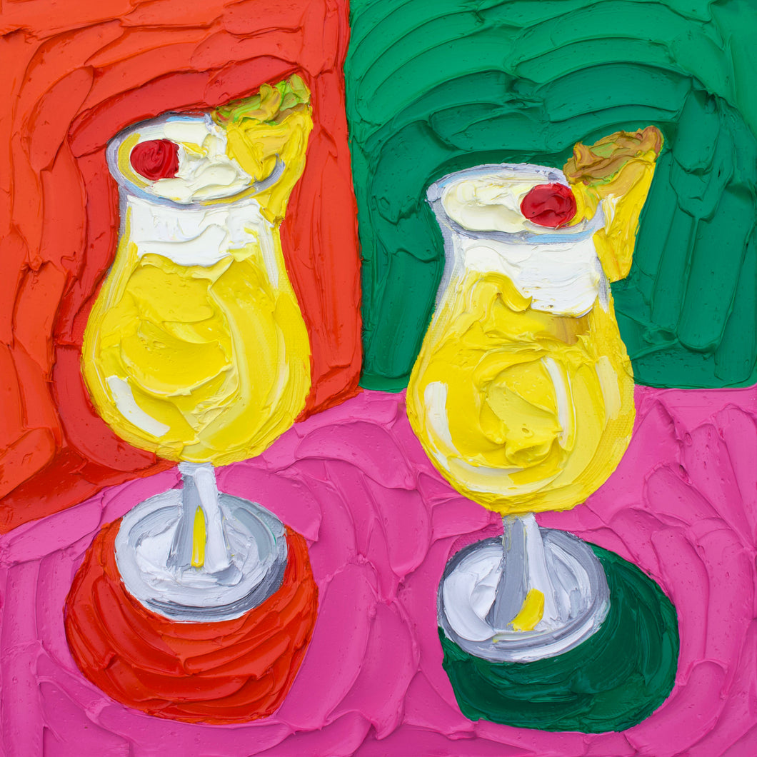 Piña Coladas on Orange, Green and Pink