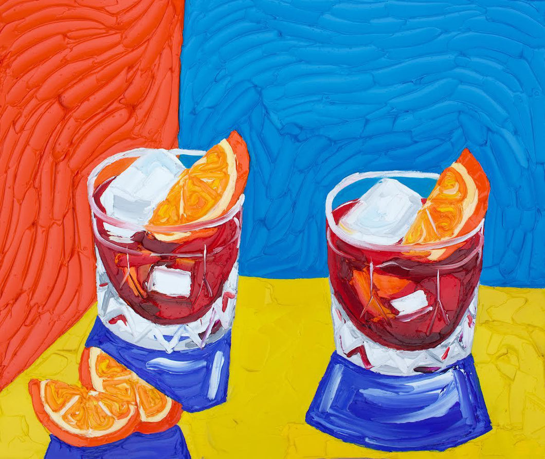 Negronis on Orange, Blue and Yellow
