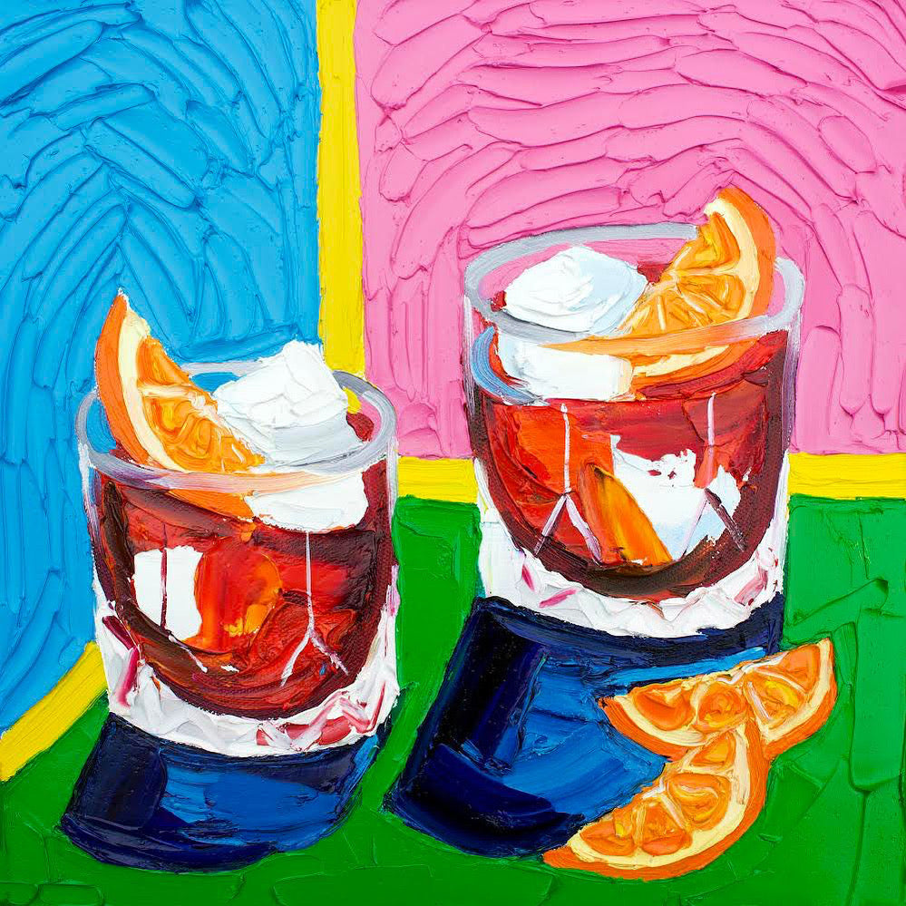 Negronis on Blue, Pink, Yellow & Green